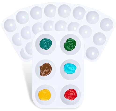 8 PCS Paint Tray Palette, Paint Mixing Palette Tray,Watercolor Palette Painting Tray,Plastic Rectangular Palette with 6 Wells Each,for Kids Adults DIY Craft Art Painting