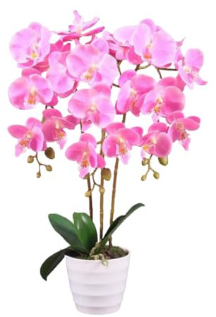 Lacers SmagragdLine Pflegeleichte Orchidee mit Topf pink 55cm - dekorative Kunstpflanze für Wohnzimmer, Büro & Balkon - lebendige Farben, pflegeleicht, naturgetreue Optik, Dekopflanzen