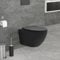 LuxeBath WC Suspendido Negro Mate de Cerámica sin Borde, Inodoro Colgante 53,5cm Largo Nanorecubrimiento con Descarga Profunda de Tornado para Baño, Wáter con Asiento Extraíble y Tapa Softclose