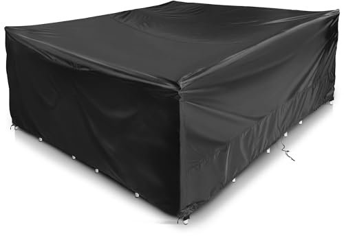 COMLAX FIELD Garden Furniture Covers 260x260x110cm, Outdoor Furniture Covers Waterproof, Large Rectangular Garden Table Cover, Windproof & Dustproof, Anti-UV Patio Furniture Cover