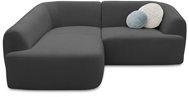 DOMO. collection Ecksofa Ansina, kleine Couch in L-Form, mit Taschenfederkern, organische Form, Sofa, Polsterecke, Eckcouch, Polstergarnitur 216 x 196 x 76 cm (BxTxH), dunkelgrau