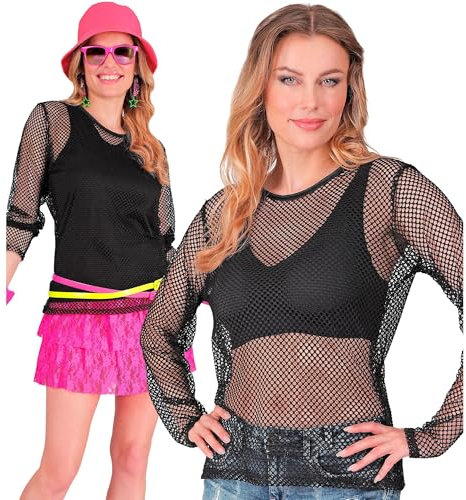 W WIDMANN MILANO Party Fashion - top de rejilla para mujer, camiseta fluorescente para festivales y carnaval.
