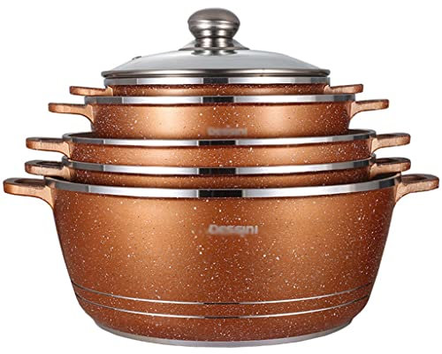 QTYQWC 10 Piece Set Glass Lid And Combo Lid Nonstick Cookware Pots Stock Pots Cast Aluminum Casserole Frying Pan Kitchen Cooking Pot