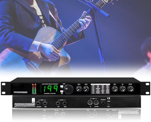 MiBoce Égaliseur De Processeur Audio Professionnel, Processeur DSP De Réverbération Numérique, avec 99 Programmes Prédéfinis, 199 Mémoire D'effets Sonores, pour L'enregistrement du Studio