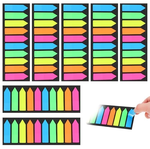 2000PCS Sticky Tabs Page Markers Sticky Index Tabs Colored Index Tab Flags Arrow Flag Tab Writable Fluorescen Sticker TAb Note Book Annotation Supplies File Index TAbs for Annotating Books