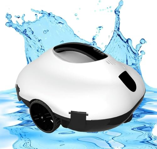 WQZzjm Robot Nettoyeur de Piscine entièrement Automatique, aspirateur de Piscine Portable sans Fil avec Technologie de stationnement Automatique, autonomie jusqu'à 90 Minutes (Blanc US)