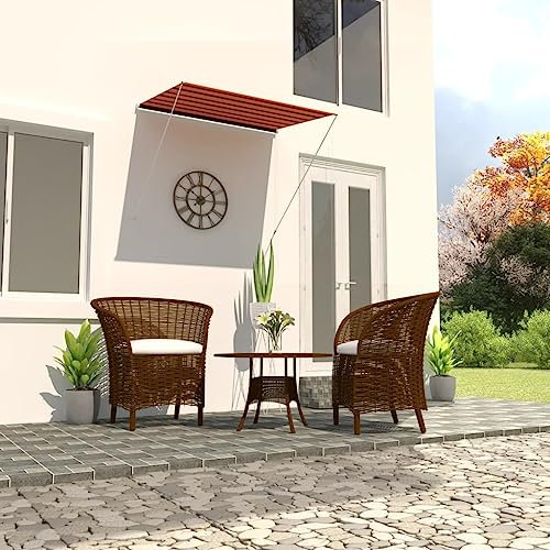 Homgoday Toldo retráctil Naranja y marrón 200x150 cm Toldo Terraza Manual Regulable,Toldo Extensible Terraza, Resistente a Rayos UV, Protección Solar y Repelente al Agua