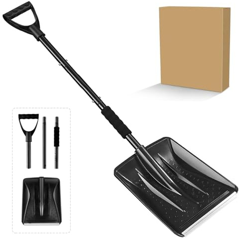 New winter snow removal tool, lightweight portable adjustable snow shovel, large capacity black sports multifunctional car shovel, suitable for camping, snowman play, and emergency situations