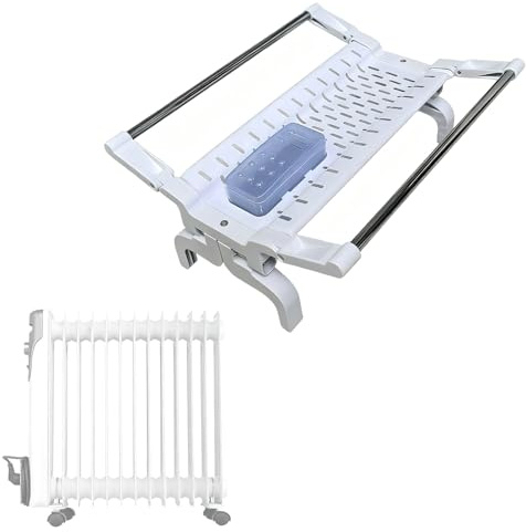 WANGCEPLSD Tendedero Plegable de Estufa de Aceite, Tendedero para Radiador Electrico Aceite, Distancia de Montaje Ajustable, Ahorro de Espacio, con Humidificador Independiente(29cm/12in)