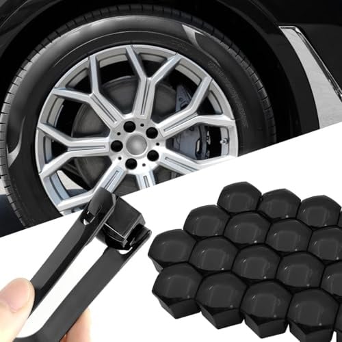 20 Stück 19mm Radschraubenkappen, Schraubenabdeckung Auto Radkappen, Radmuttern kappen, 19mm Radschrauben Radmuttern Radbolzen Kappen für Auto (Schwarz, 19mm)