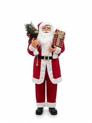 Wintem - Babbo Natale in Piedi 60 cm con Abito Rosso Tradizionale e Dettagli Realistici, Pronto all’Uso per Addobbare Casa e Creare Magia Festiva