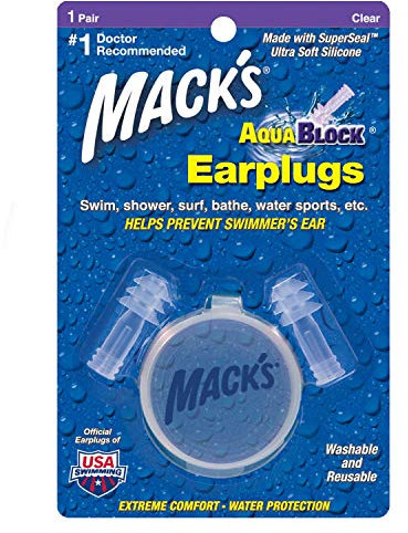 Macks AquaBlock Earplugs, 1 Pair, Clear