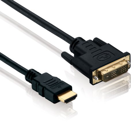 HDSupply Câble HDMI/DVI Single Link HDMI High Speed A mâle (19 broches) vers prise mâle DVI-D (18 + 1 broches, contacts plaqués or, double blindage, HDMI haute vitesse 1,5m Noir