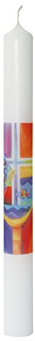 MaMeMi Erstkommunionkerze mit Symbolen * mit Druckmotiv - Lieferung im Geschenkkarton * 400 x 40 mm