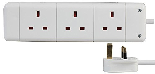 PRO ELEC 3 Gang Extension Lead 5m UK Mains Power Strip 13A White | Power 3 devices from one socket with a reliable 5m extension lead, ideal for home and office use.