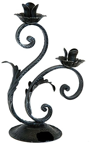 Wrought Iron Candelabra Candle Holder Two Flames Handmade Made in Italy