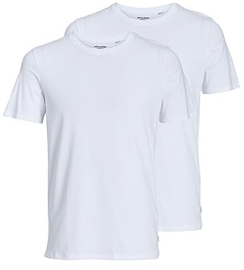 JACK & JONES Mens Twin Pack Crew Neck T-Shirts, Classic Fit Soft Cotton Tees, Lightweight Casual Top for Daily Use, UK Size S-XXL