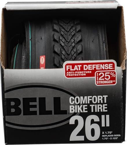 BELL 7091022 Comfort Fahrradreifen, 26 x 1,7-2,25 Zoll, Komfort, Flat Defense – Schwarz, 1.75-2.25