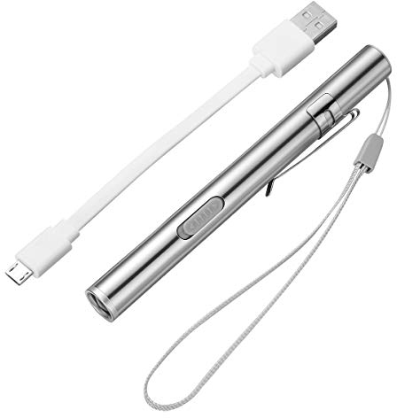 LEDMOMO Stift Medizinisches Licht, Stiftlicht, wiederaufladbare LED-Taschenlampe aus Edelstahl, Taschenlampe für Ärzte, Studenten, Ärzte