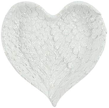 Stunning White Glitter Heart Angel Wing Trinket Dish - 2.5cm x 15cm (1 Pc.) - Elegant & One-of-a-Kind Design, Resin - Perfect Home Decor Gift for Treasure Keepers