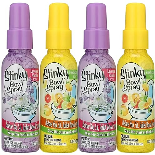 Set of 4 Stinky Bowl Spray 53ml - Before You Go Toilet and Bathroom Deodorant - With Fresh Citrus Scent and Lavender Scented