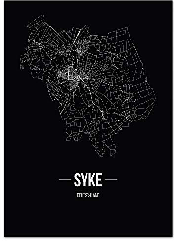 JUNIWORDS Stadtposter - Wähle Deine Stadt - Syke - 21 x 30 cm Poster - Schrift B - Schwarz