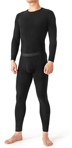 DAVID ARCHY Thermal Underwear Mens Set Rib Knit Acrylic Modal Blend Soft Moisture-wicking Heat-generating Underwear Thermals Top and Bottoms Long Sleeve Base Layer Suitable 41°F to 59°F