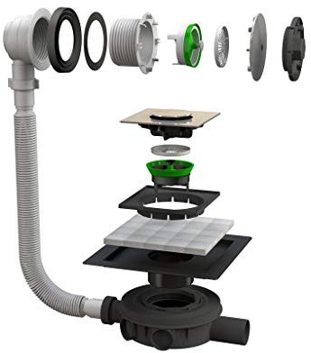 Bonomini 69150CK15S7 | Wasser Ablaufsäule für gemauerte Badewannen| Wasserdichter Unterbau | Anti Geruch Ventil | Überlauf aus Chrom