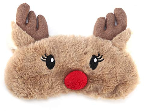 Augenschutz Schlafmaske 5 Farben Niedliche Tieraugenschutz Schlafmaske Weihnachten Hirsch Winter Karton Nickerchen Augenschutz Maske(Elch)