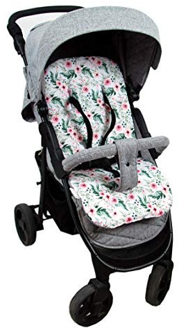 BABYLUX Matratze für Kinderwagen Babywanne Buggy Sitzauflage Auflage Doppelseitig (73. Blumen)