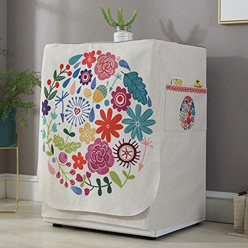 Coprilavatrice Da Esterno Copertura & Copertura Lavatrice Impermeabile E Antipolvere Multi-Size Adatto Per Asciugatrice Lavatrice (Fiori Colorati(L65*W60*H85Cm))