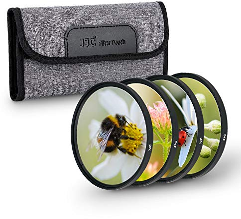 JJC 58mm Close-up Nahlinsen Filter 4 Stück/Set (+2, +4, +8, +10) Makrolinsen Makro Filter für Canon Nikon Sony Olympus Fuji DSLR Kamera Nahaufnahmen Makrofotografie mit Filtertasche