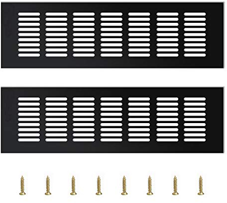 YUE QIN 2 Piezas Rejilla de Ventilación,Rejilla de Ventilación Metalica Ventilación para Armarios Rejilla Aluminio,Negro(30 * 8 * 1.5cm)