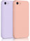 Yisica 2 Pack Silicone Coque Compatible pour iPhone SE 2020 / iPhone 8 / iPhone 7 / iPhone SE 2022, Silicone Coque avec Doublure en Microfibre Douce Protection Complète 4,7, Rose/Herbe Pourpre