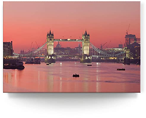 Wandbild London Tower Bridge - 90cm x 60cm Leinwand auf Fertigrahmen + Aufhänger