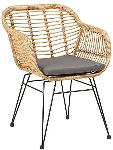 IDIMEX Chaise de Jardin Paramo Imitation rotin, Fauteuil d'intérieur ou d'extérieur pour Jardin en polyrattan résistant aux UV et 4 Pieds en métal Anti-Rouille laqué Noir