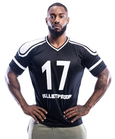 Met-X Herren-T-Shirt, Oversize, American Football-Stil, Jersey, 100 % Polyester, schwarz / weiß, XL