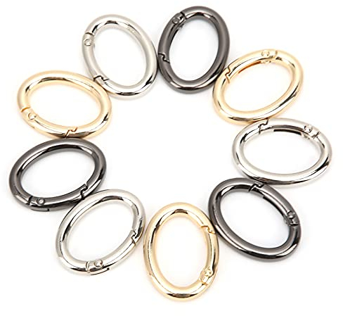 9Pcs Spring Snap Clips Feder O-Ring Oval Ringe Oval Karabiner Snap Clip für DIY Basteln(#1)