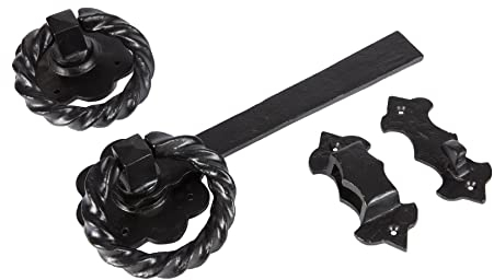 Hammer and Tongs - Rose Ring Gate Latch - W285mm - Black
