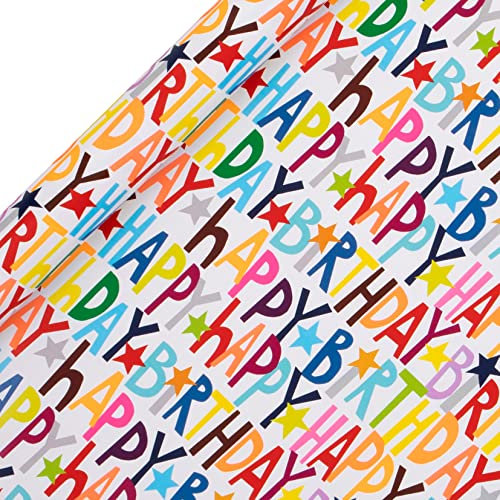 Glick RPS117 Luxury Roll Wrap - Multi-Coloured Happy Birthday Wrapping Paper for Gift Wrapping - 4M x 700MM