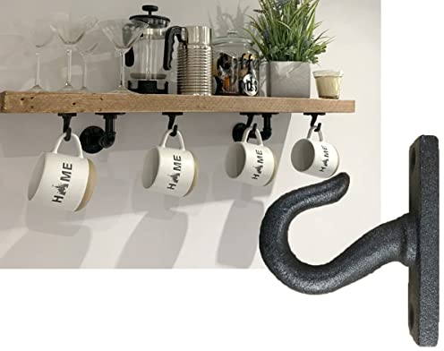chunkycarpentry Easy Release Black Cup Hooks - Under Counter Mug Hooks with Fixings (x4), Iron Can be used for Cup Holder mug tree, black kitchen accessories
