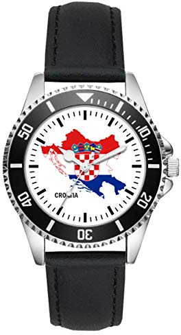 KIESENBERG Herrenuhr Kroatien Fan Armbanduhr Geschenk Analog Quartz Lederarmband Uhr L-1098