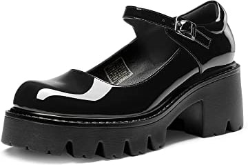 DREAM PAIRS Mary Jane Plateau da Donna Scarpe con Cinturino Comode con Tacco Largo da Donna Giapponese Lolita,Size 39,Nero-Pat,SDPU2346W-NEW-E