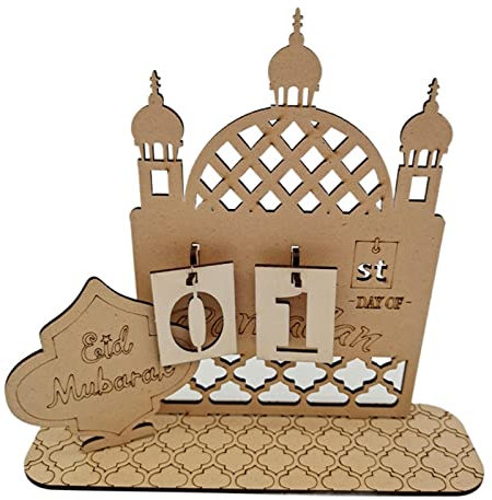 Hölzerner Ramadan-Kalender Adventskalender, Eid Mubarak-Kalender Ramadan Aus Countdown-Kalender Ornament, Islamische Ramadan Home Dekorationen Kinder Ramadan Deko