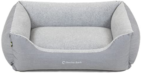 Doctor Bark Hundebett Kleine Hunde - Hundekörbchen Flauschig und Weich - Waschbar, Strapazierfähig, Kuschelig - Made in Germany - GreenLabel (S - 74x55 cm, Hellgrau)