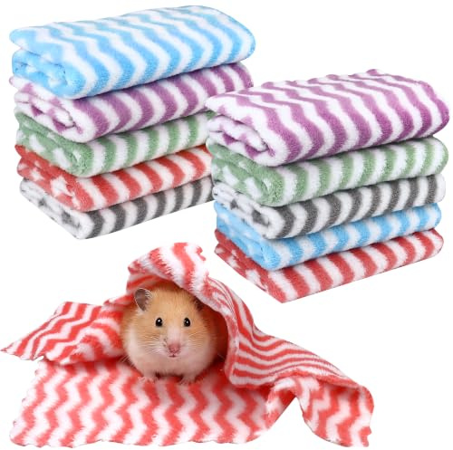 Lot de 10 couvertures en polaire pour cochon d'Inde, 30,5 x 30,5 cm, doublure pour cage de lapin, hamster, hamster, animal domestique, petit animal de compagnie, tapis de couchage doux pour hamster,