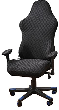 LIFEDX Gamingstuhl-Bezüge Gaming Stuhl bezug 4 Stück,Bürostuhl Drehstuhl Bezug mit Armlehnen/Stuhlrücken Bezug,Dehnbare Stuhl Bezüge für Computer-Spielstuhl, Racing-Stil,Bürostuhl-Ohne Stuhl-Black