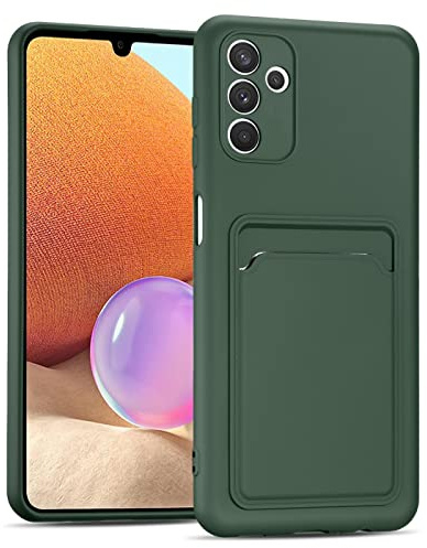 CoolGadget Handyhülle mit Kartenfach für Samsung Galaxy A54 5G Grün | Silikon Case mit Kartenhalter auf der Rückseite, stoßfest, erhöhter Kameraschutz, dünn