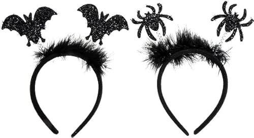 Yi'antai Fledermaus Haarreif Damen, Spinne Haarreif Damen, Vampir Haarreifen, Bat Headband, Fledermaus Spinne Ohren mit Glitzereffekt, Karneval Fasching Halloween Party Kostüm Grusel Horror (A)