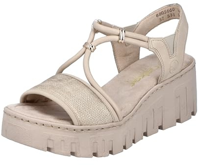 Rieker Damen 68056 Sandale, Beige, 40 EU